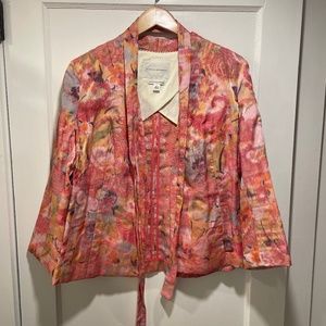 Italian jacquard belted blazer